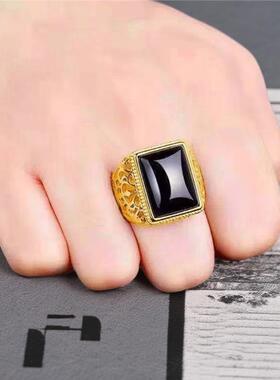 金色菱腾戒指简约男士时尚