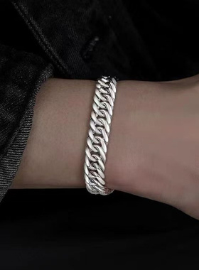 正品纯银色手链男款纯手工马鞭美