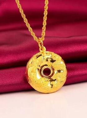 龙凤呈祥平安扣金色水波链