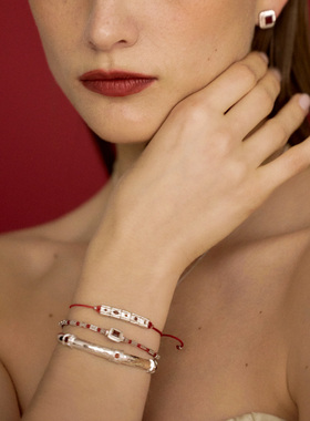 【新品】Wens石来运转复古开口手镯女金银双色新年生日礼物