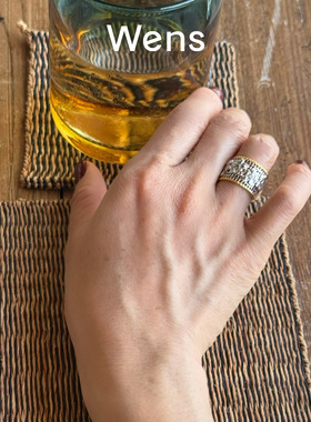 Wens花园系列镂空编织戒指女金银闪耀双色原创设计感轻奢高级耳饰