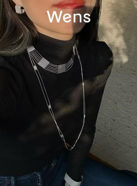 Wens浮光流苏链条拼接长项链女
