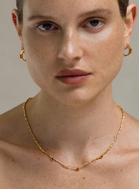 Wens格致系列几何镶石项链女