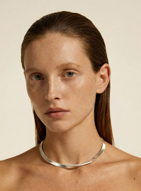 密镶锆石拉丝项圈女原创小众设