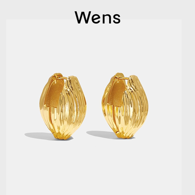 Wens植物系列种子肌理感简约耳环女金银双色原创设计师高级感礼物