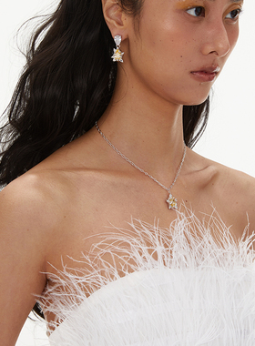 LILIFAN莉莉梵 向日葵黄宝石项链 高级感时尚吊坠锁骨链 花型设计