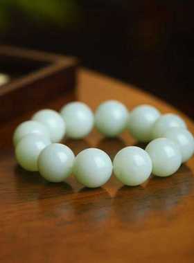 天然和田玉珠圆玉润俄料手串