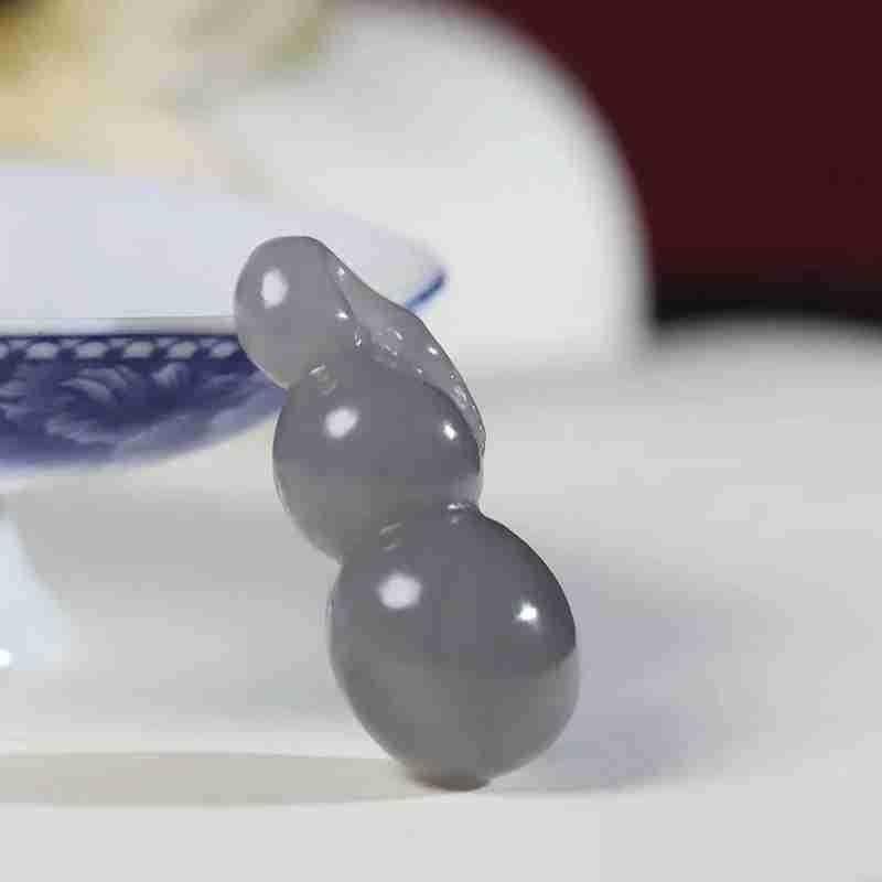天然新疆和田玉玉器供应链青海料老料烟紫色福禄玉石葫芦吊坠挂件 - 图3