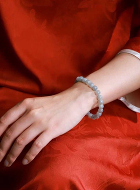 天然新疆和田玉玉器工厂店青花老料玉石珠圆玉润素珠手串手链带证