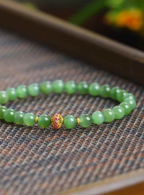 天然新疆和田玉玉器供应链俄料碧玉老料玉石冰猫眼手串手链带证书