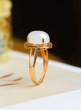 羊脂白玉戒指青海料戒指