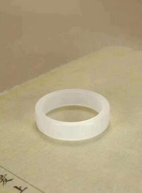 天然新疆和田玉玉器供应链青海料老料白玉素面玉石戒指工艺品朴素