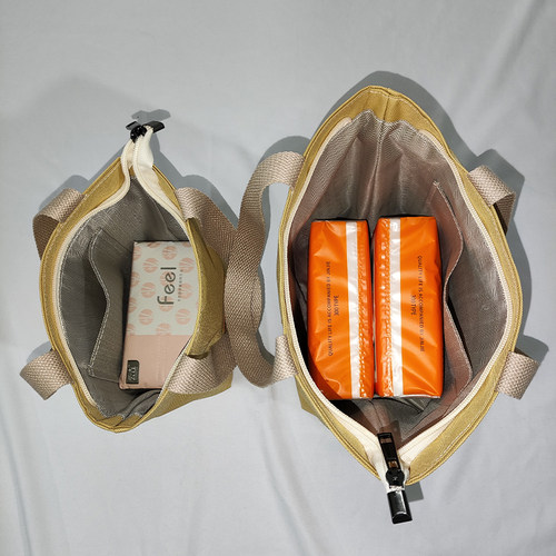 新款手提包女上班族学生百搭饭盒妈咪便当袋小拎包牛津布拉链防水 - 图0