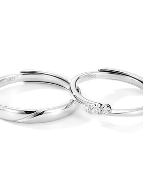 XXOFF925银闪钻简爱恋语情侣对戒