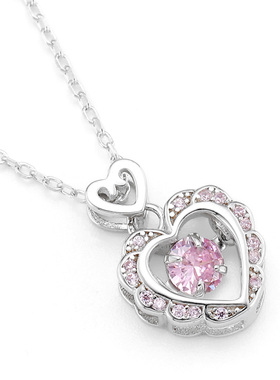 XXOFF银吊坠爱心锆石女生