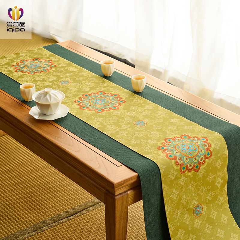 团花纹新中式禅意桌旗茶席轻奢高端茶桌垫布双层茶垫防水茶旗桌布,淘宝优惠券,粉丝福利购,淘宝优惠卷