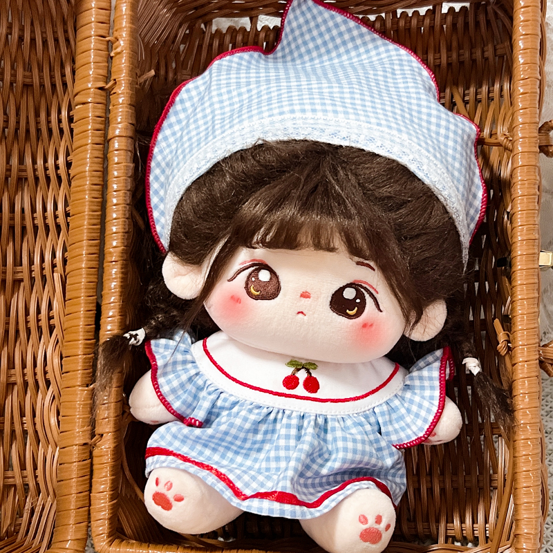 新款20cm10cm娃衣可爱小清新樱桃连衣裙棉花娃娃明星公仔换装配饰 - 图1