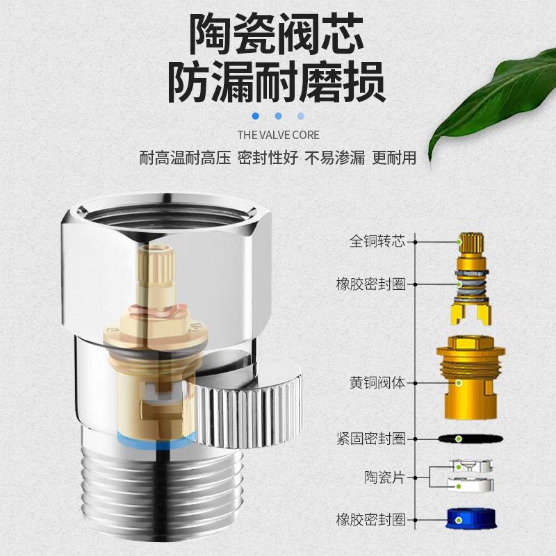 全铜双内外丝角阀淋浴喷头软管4分调节止水直通阀门花洒快捷开关 - 图1