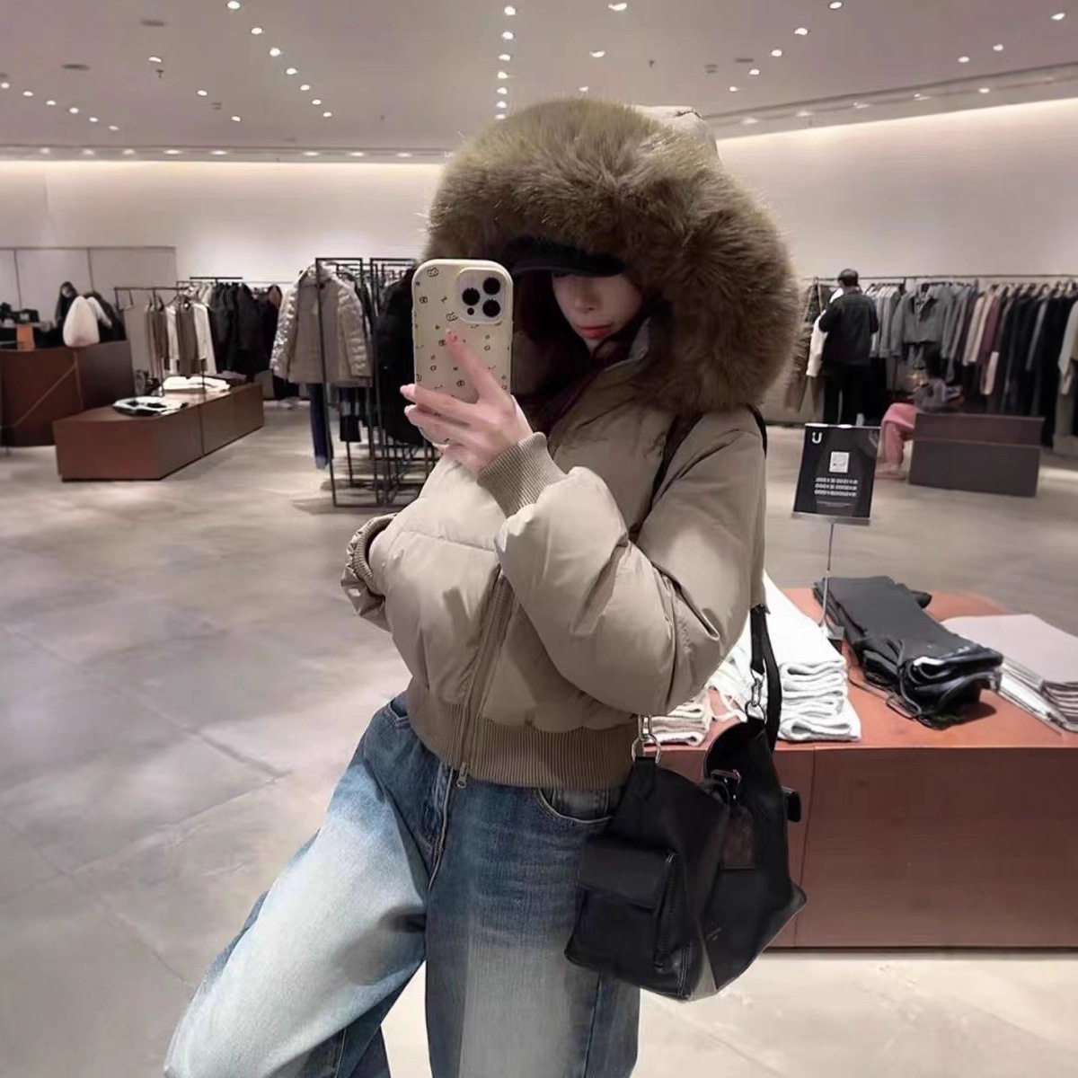 大毛领羽绒服女短款90白鸭绒加厚连帽2025冬新小个子收腰外套防寒,淘宝优惠券,粉丝福利购,淘宝优惠卷