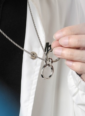原创设计风双环文字钛钢毛衣链