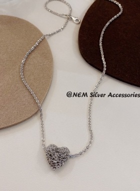 纯银韩国东大门爱心小众锁骨链