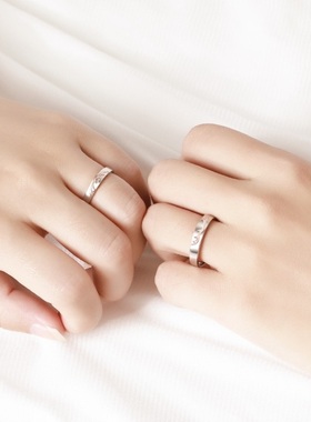 一路鹿有你纯银小众设计情侣对戒