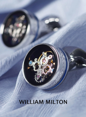 WILLIAMMILTON蓝珐琅陀飞轮袖扣