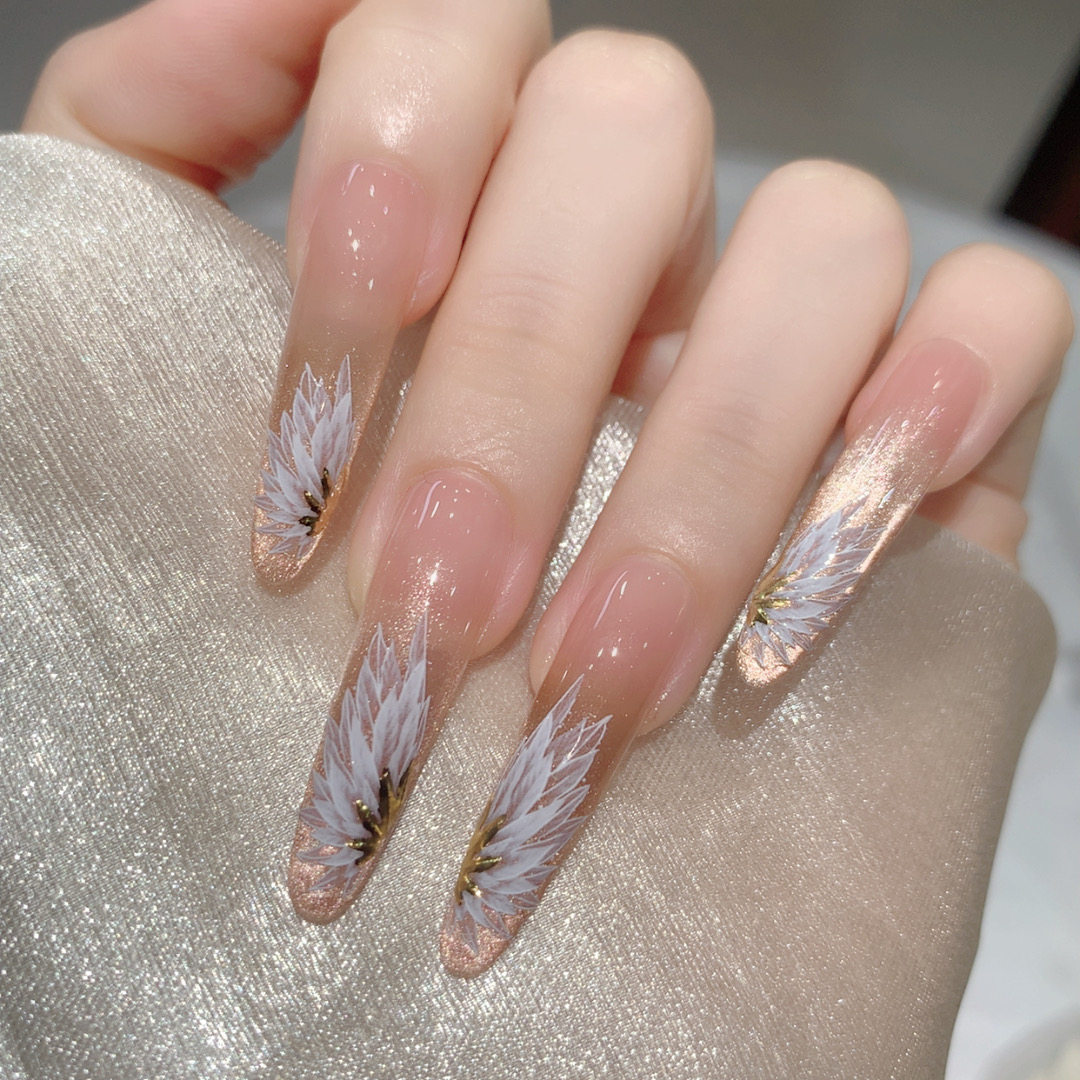 菊籽老师推荐  美甲贴纸烫金天使之翼白色翅膀3D浮雕指甲贴装饰品,淘宝优惠券,粉丝福利购,淘宝优惠卷