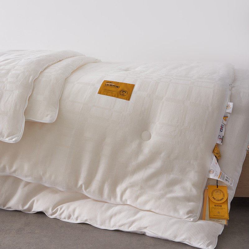 全棉华夫格李官奇55%大豆纤维被子拉链二合一子母被春秋被冬被芯 - 图0