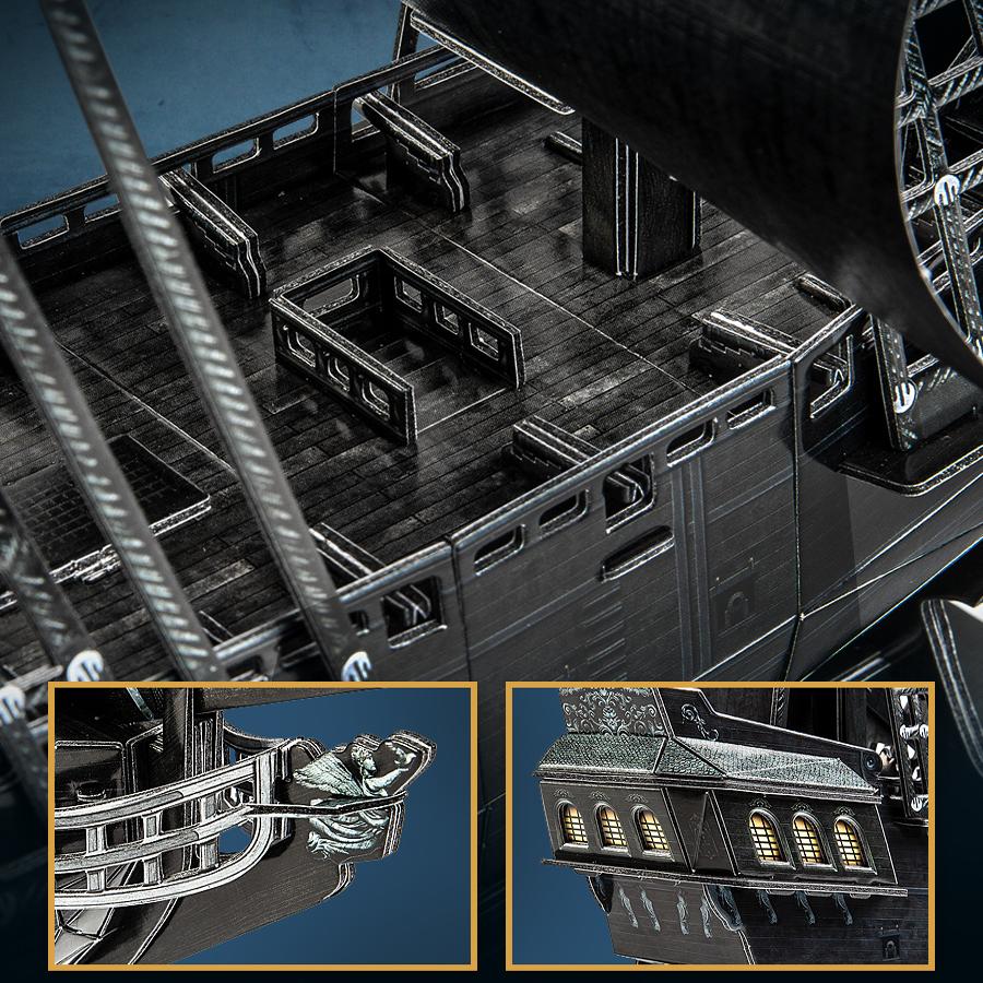 乐立方3D立体拼图加勒比海盗船女王复仇号黑珍珠号拼装航海模型 - 图1