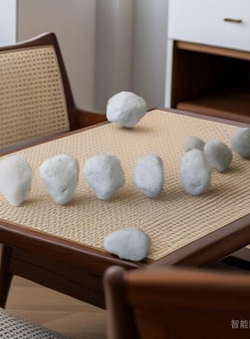 苏民峰天然石春2026年保平安八粒白色石材家居办公室风水桌面摆件