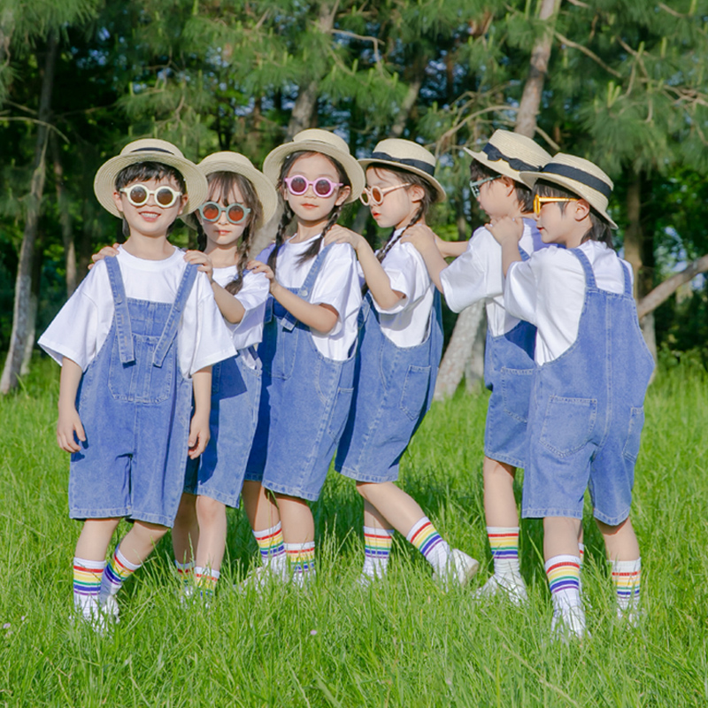 六一儿童演出服幼儿园啦啦队表演小学生运动会班服背带裤合唱服装-图3