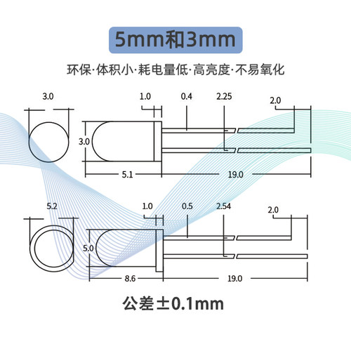 3/5mm小灯泡3V高亮led灯珠发光二极管草帽电源插座排插led指示灯 - 图1