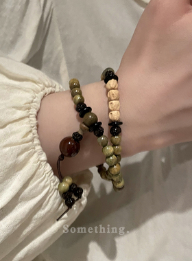 绿檀双层佛珠手串女新