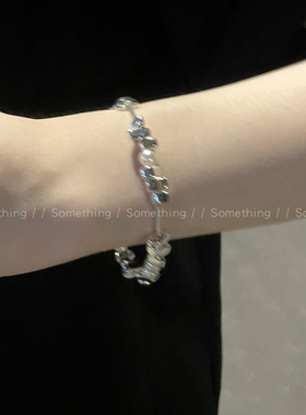 冷淡风珍珠黑胆石拼接手链