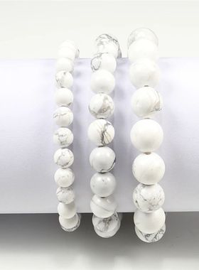 Charm Bracelet Natural Stone Beads 6/8/10mm Volcanic Lava Ti