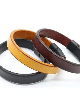 Jiayiqi Vintage Genuine Leather Wrap Cord Cuff Bracelet For