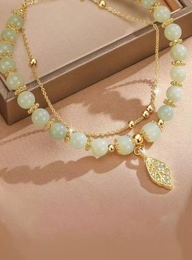 Chinese Style Green Jade Bracelet For Women Exquisite Gold C