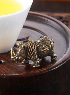 犀牛仿古风工艺品文房摆设实心铜