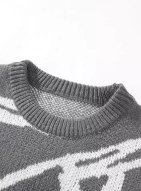 Men's Loose Round Neck Hong Kong Style Sweater Jacket