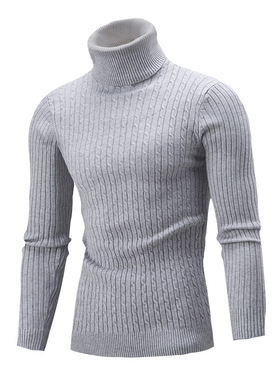Men's Sweater High llar Solid lor Twist