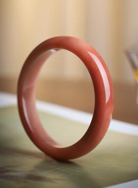 和美珠宝 天然色新疆金丝玉红手镯女克拉玛依地表料正圈非和田玉