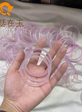 叮当镯手镯一对玉髓粉色天然玛瑙冰种儿童小圈口紫色 石佛寺市场