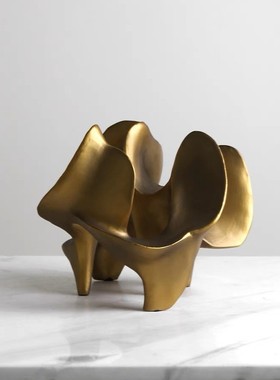 现代轻奢创意新中式镂空金色摆件高档家居客厅酒柜办公室桌面摆设