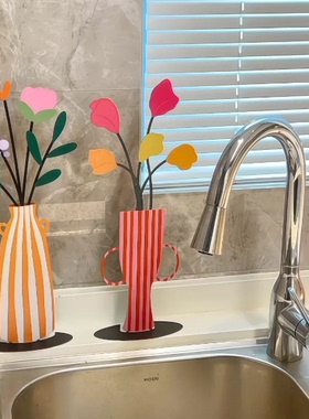 新家的100个快递｜2d平面彩印花瓶桌面摆件客厅装饰创意插花ins风