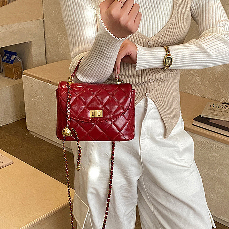 菱格链条包包女2025新款小香风时尚单肩包高级感斜挎包手拎小方包,淘宝优惠券,粉丝福利购,淘宝优惠卷