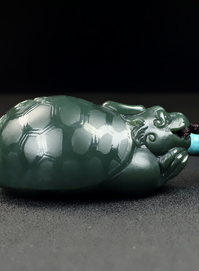 新疆和田玉龙龟手把件真品