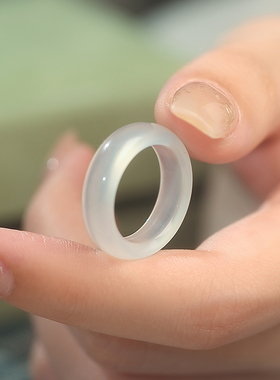 Bluehor玉戒指白月光髓玛