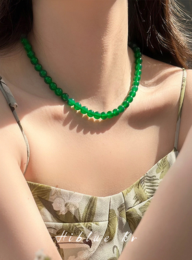 新中式国风绿色玛瑙玉髓翡