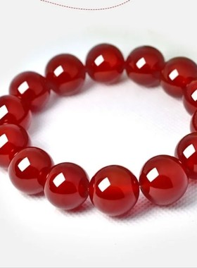 天然玛瑙手链南红色真品圆